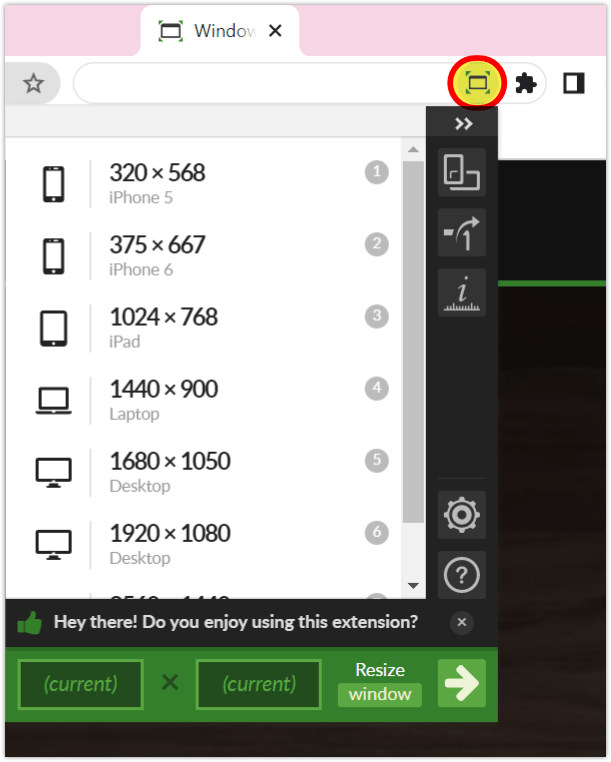 windows resizer for chrome browser