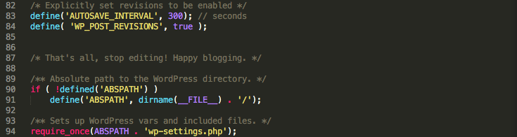 Setting revisions options via wp-config.php.