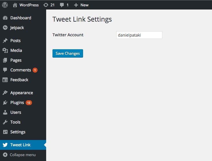 Twitter account setting