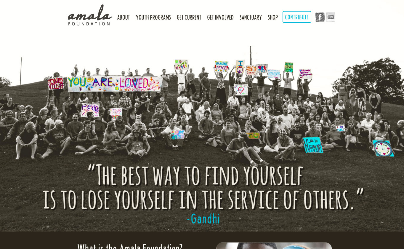 The Amala Foundation website uses several plugins to add functionality like lightboxes, shortcodes and calendars.