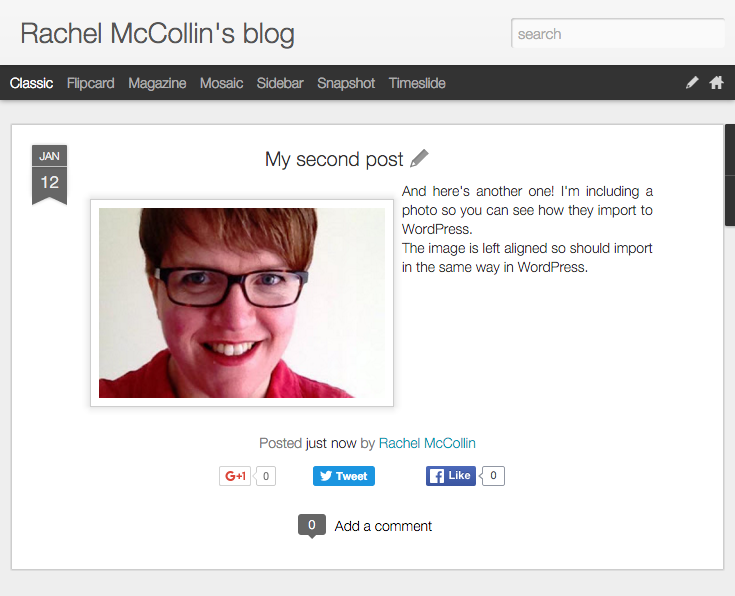 My dummy Blogger blog.