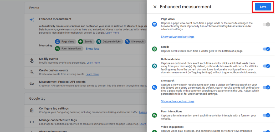 Save enhanced measurement