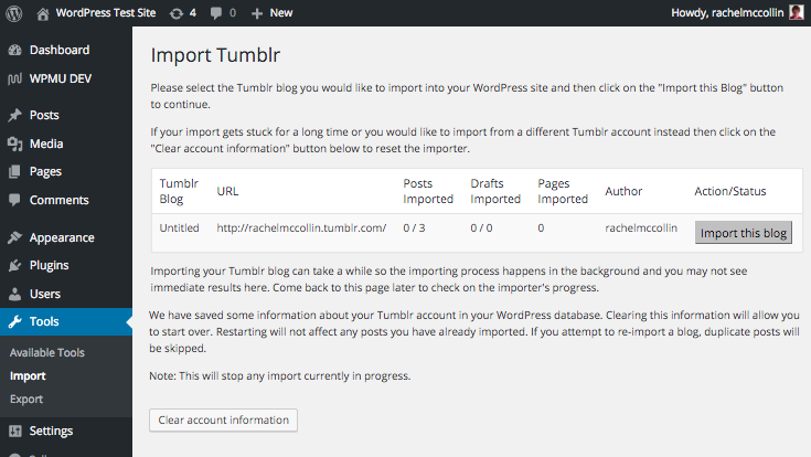 The final import step.