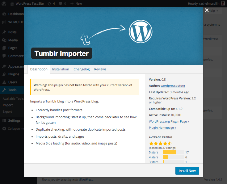The Tumblr importer plugin.