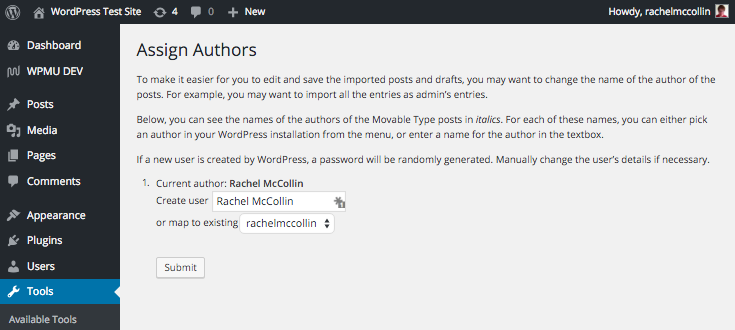 Time to import authors.