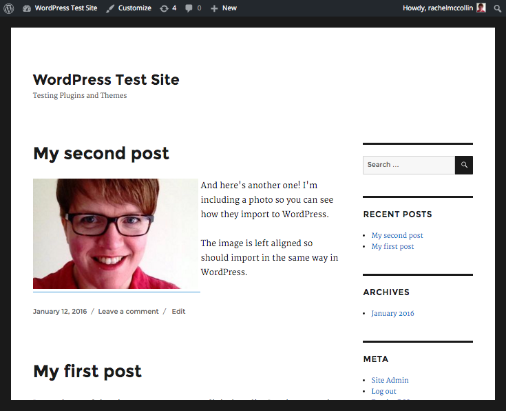My successfully important TypePad site now in WordPress.