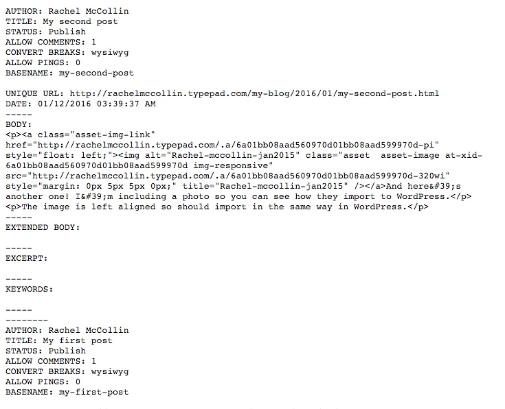 My TypePad site's content.