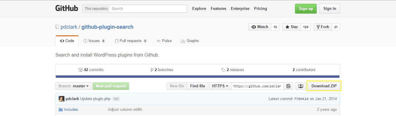 The Download ZIP button is highlighted in GitHub.
