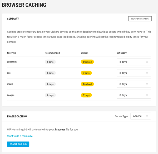 Hummingbird browser caching