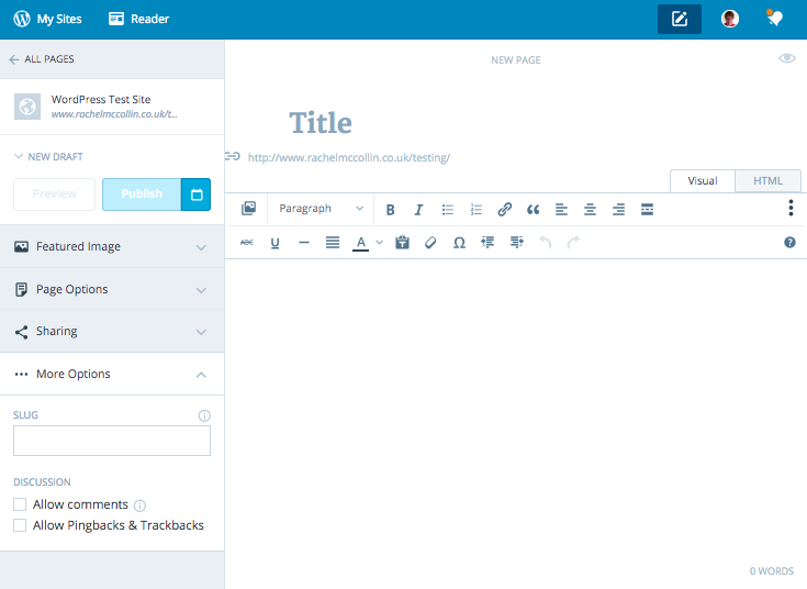 Calypso - page editing - more options tab