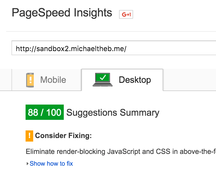Image from Google PageSpeed Insights to prove that Hummingbird isn’t just awesome on its own terms, it’s actually really properly awesome.