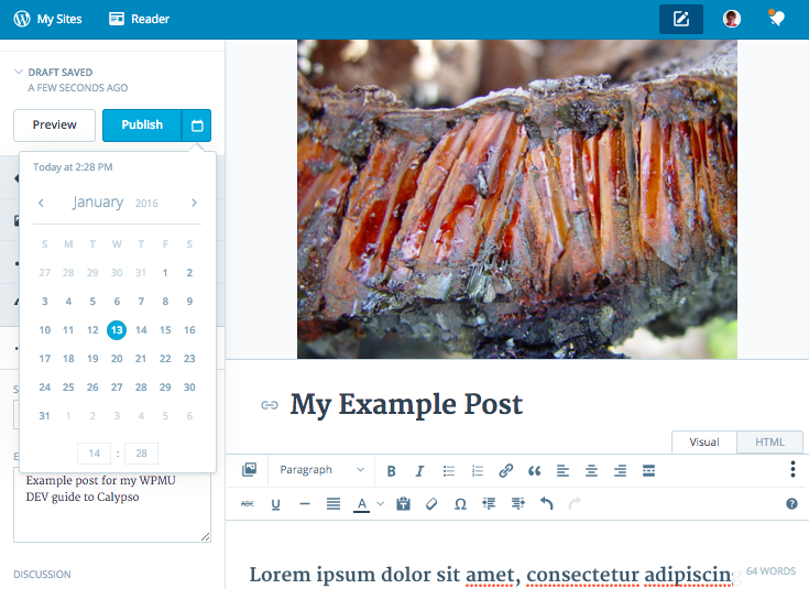 Calypso - scheduling a post