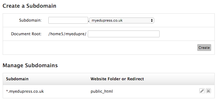 Adding subdomains in cPanel