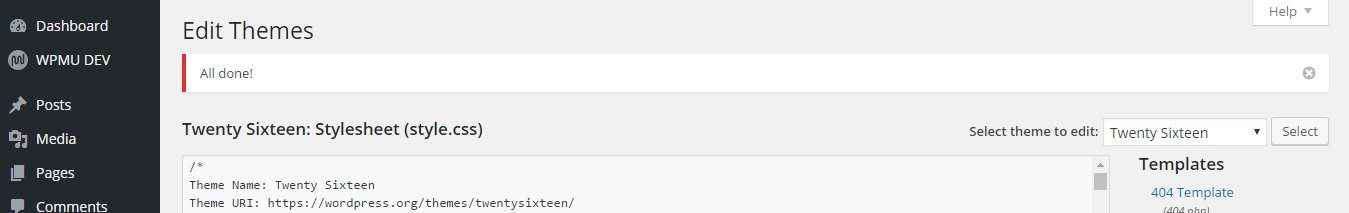 the child theme has been activated but the parent theme is still selected