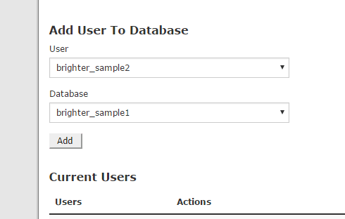 The "Add User to Database" section.