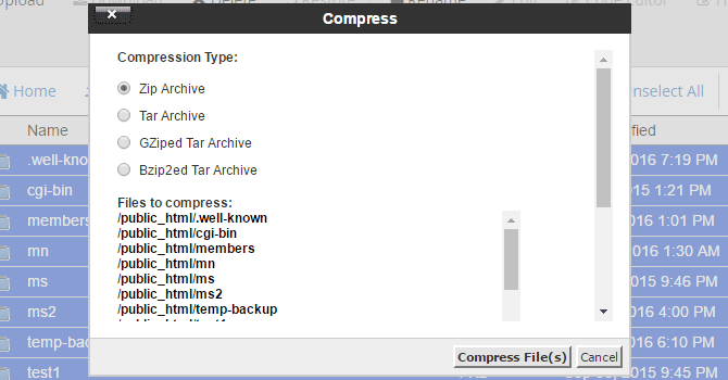The "Compress" inline pop-up.