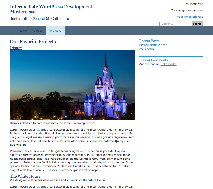 Projects archive with featured image added