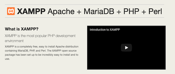 the xampp homepage