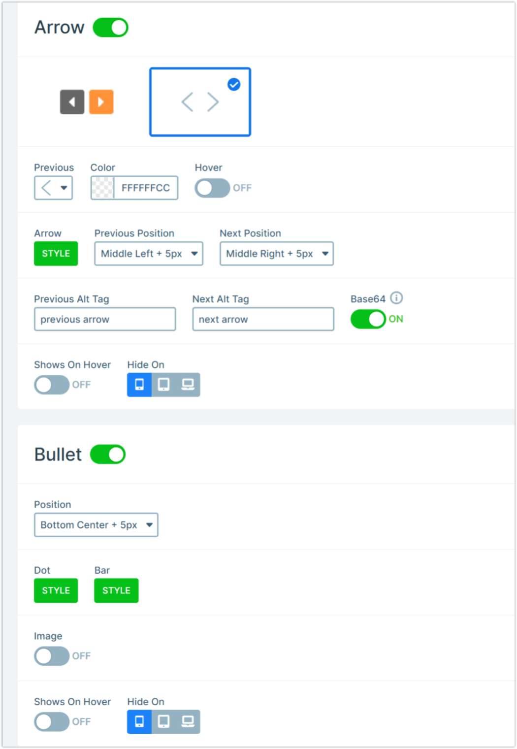 Smart Slider Settings > Controls.