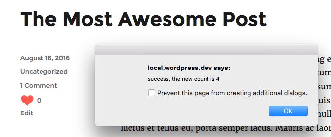 Ajax button popup