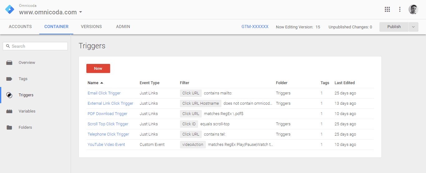 Setting triggers with Google Tag Manager.
