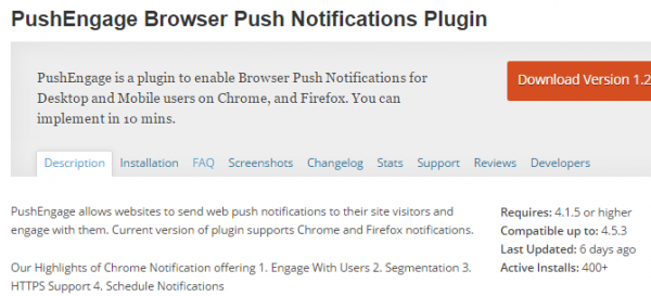 PushEngage Browser Push Notifications Plugin image