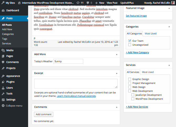 The Add More metabox lets users add metadata to this post.