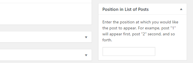 screenshot of custom sort order box on post edit screen