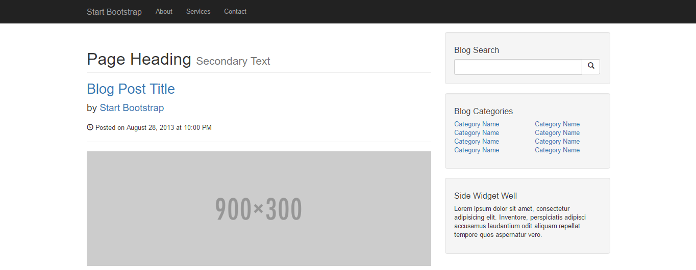screenshot of the blog home template by start bootstrap