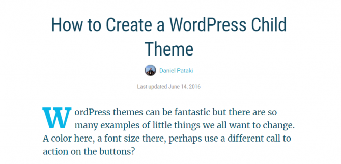 A screenshot of an article title How to Create a WordPress Child Theme