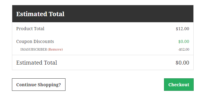 Screenshot showing the coupon code applied.