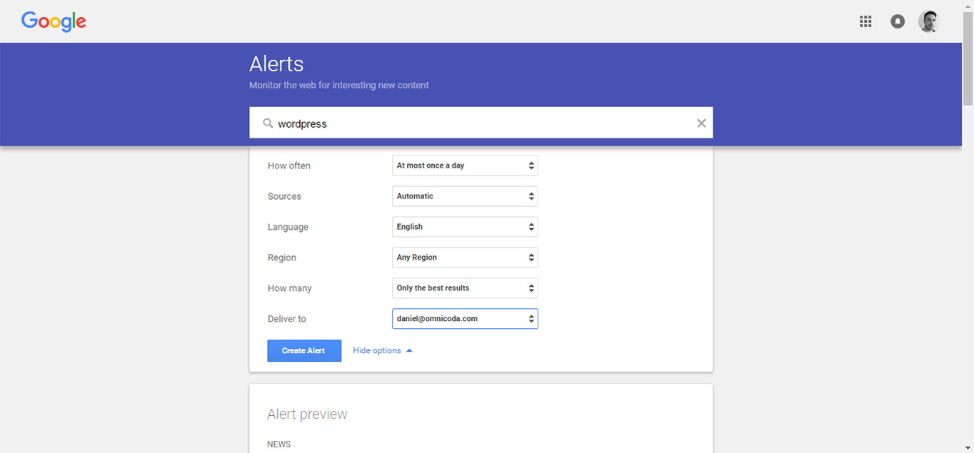Monitor new posts using Google Alerts.
