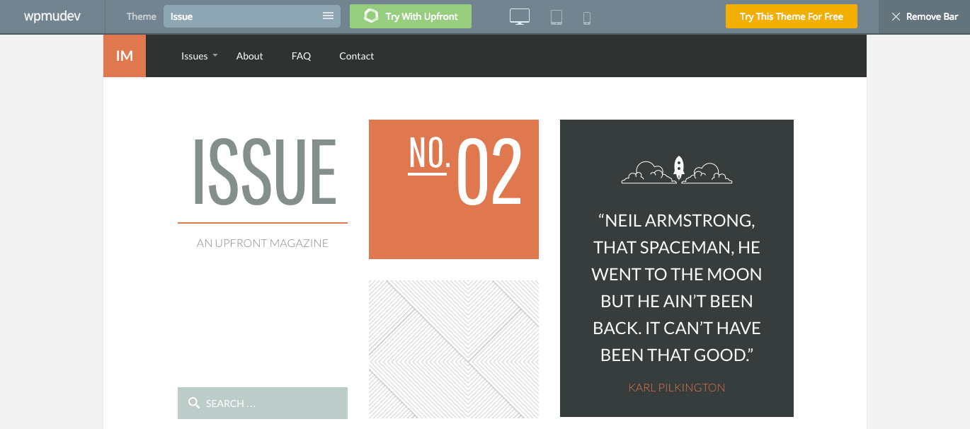 We provide demos for all of our Upfront themes.