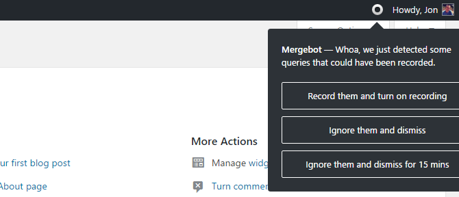 Mergebot will detect queries and ask you if you want to record them