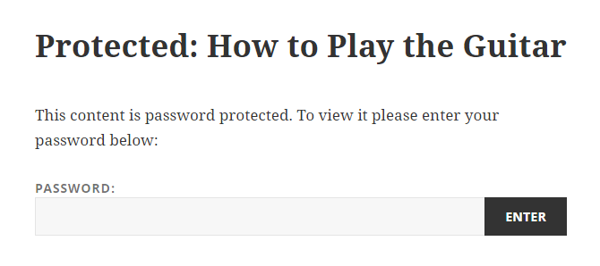 screenshot of a password protected page in WordPress