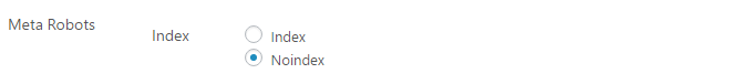 Select the noindex option for the meta robots tag.