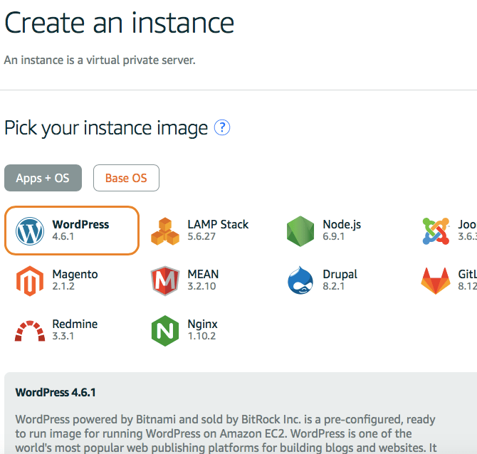 Create a AWS LightSail instance