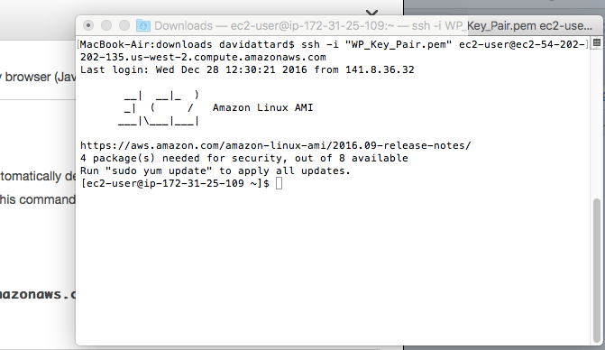 A SSH into EC2 instance.