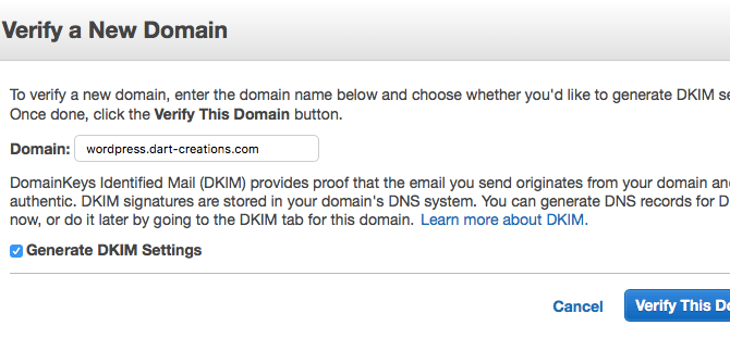 AWS Verify SES domain