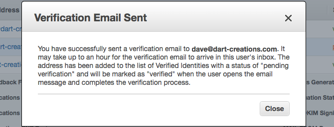 Verify AWS SES identity