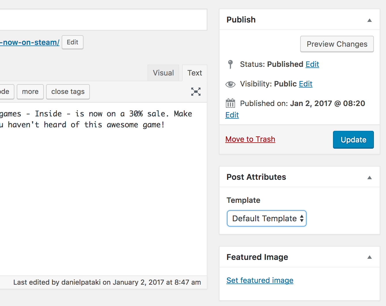 WordPress template selector