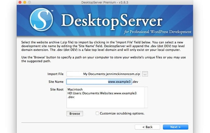 Importing screen