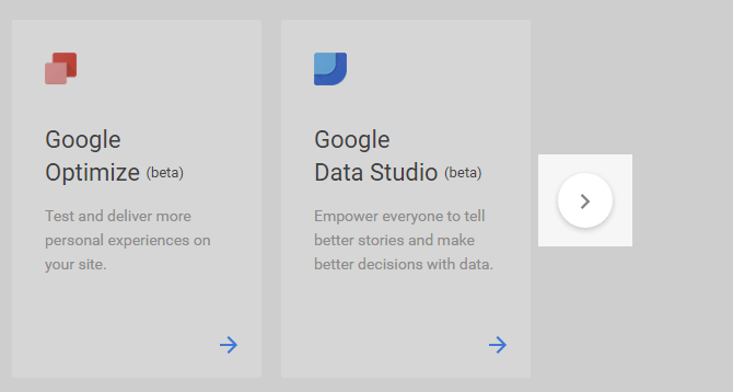 A screenshot of the small round Google analytics icon buttons