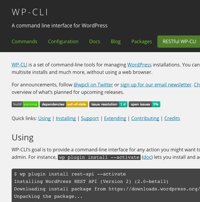 WP-CLI recently gained WordPress.org support.