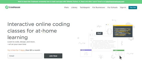 Treehouse offers interactive online coding classes