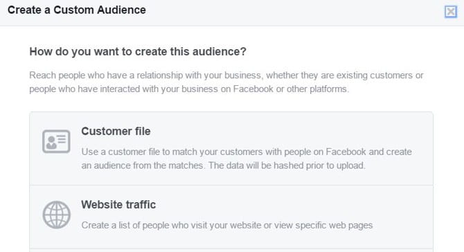 Setting up a custom audience.