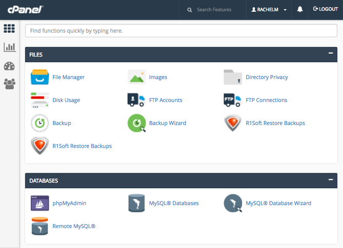 cPanel screen