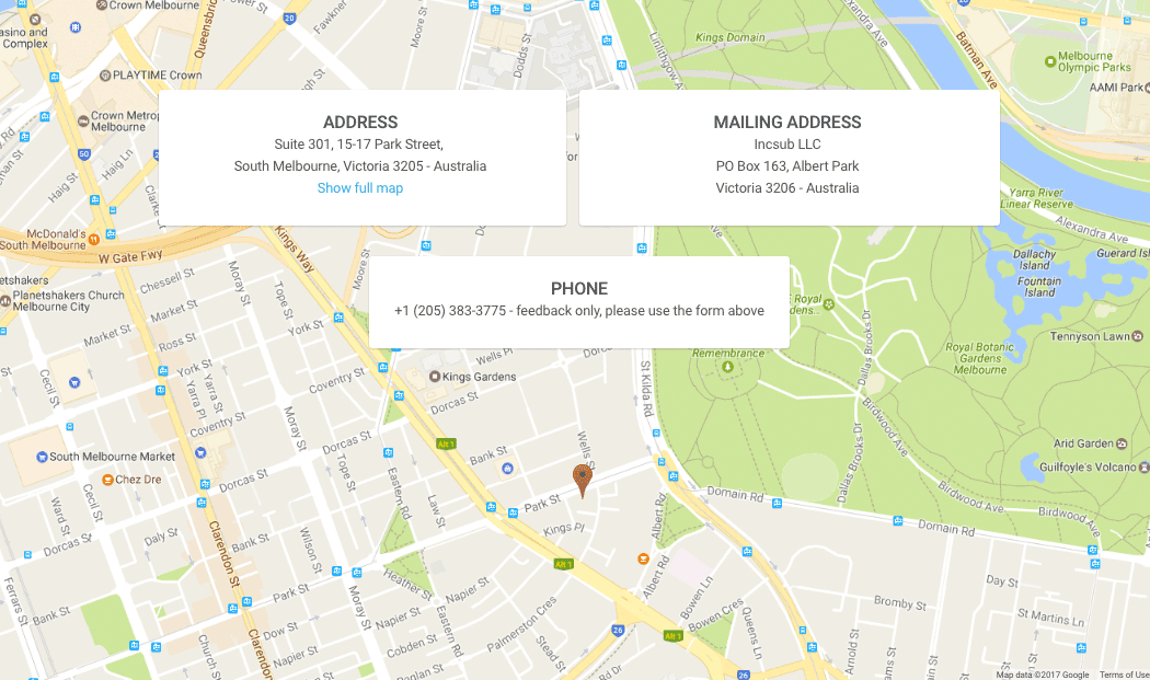 WPMU DEV's Contact page includes a Google Map.