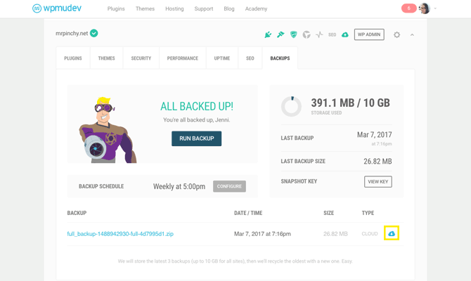 The Hub Manage page