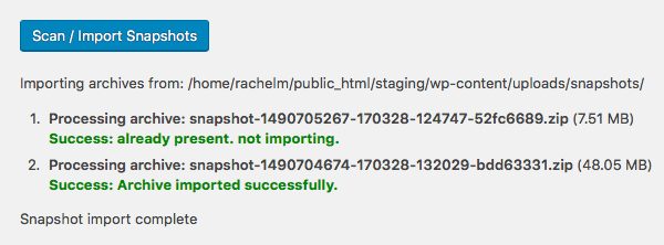 Snapshot imported.